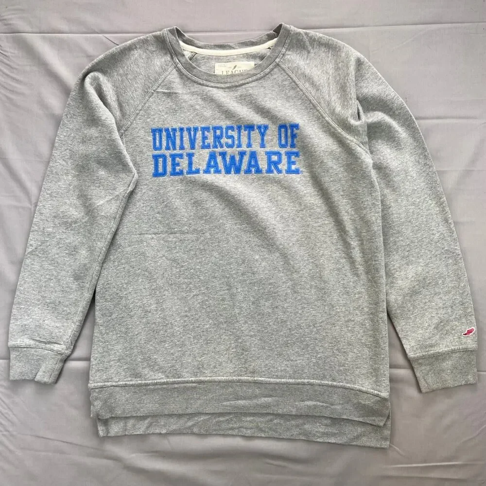 League Large Gray University Of Delaware Men's Pullover Sweatshirt Crewneck 80